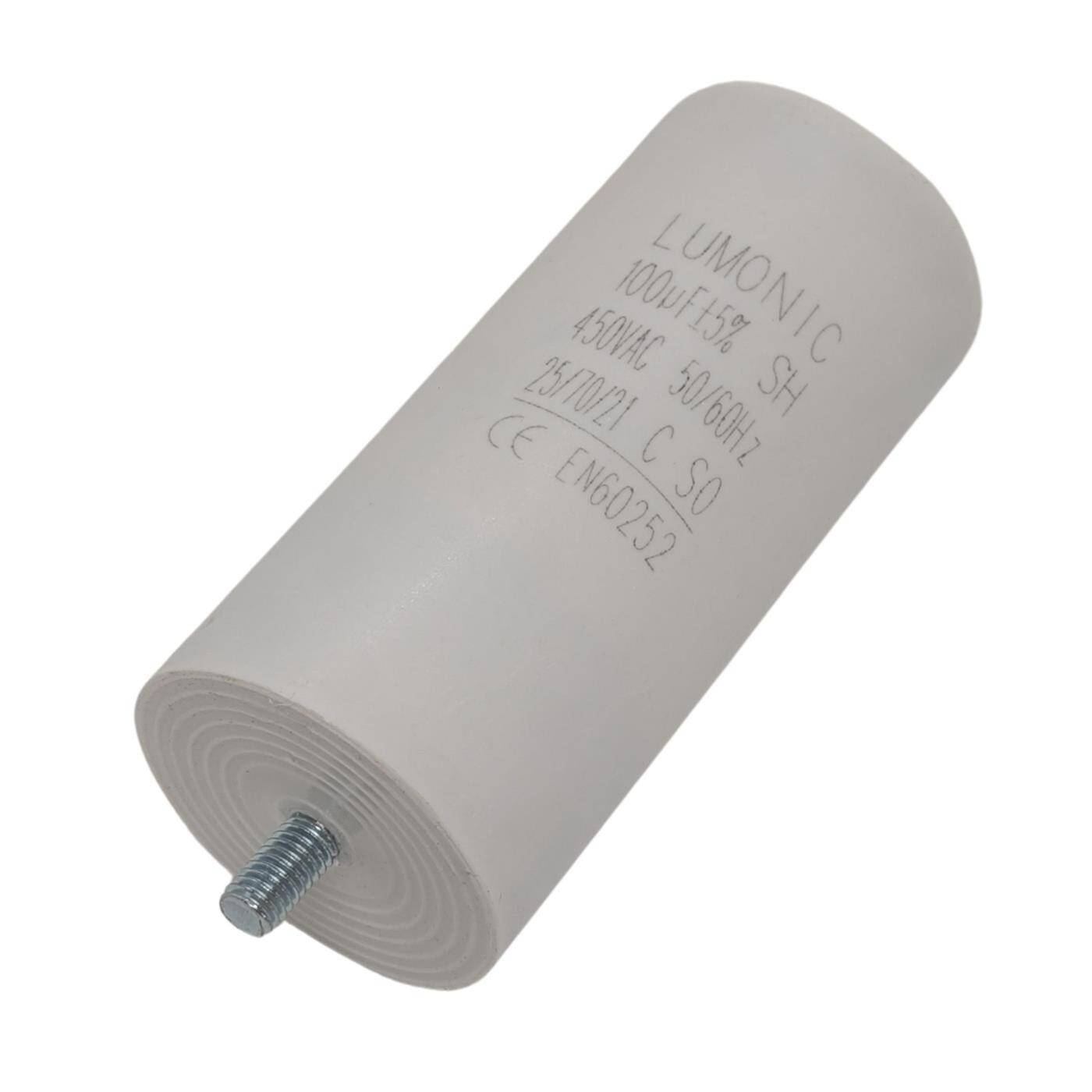 Anlaufkondensator mit Stecker 6,3x0,8mm 100µF 450V 55x120mm 100uF Motorkondensator mit Kunststoffgehäuse
