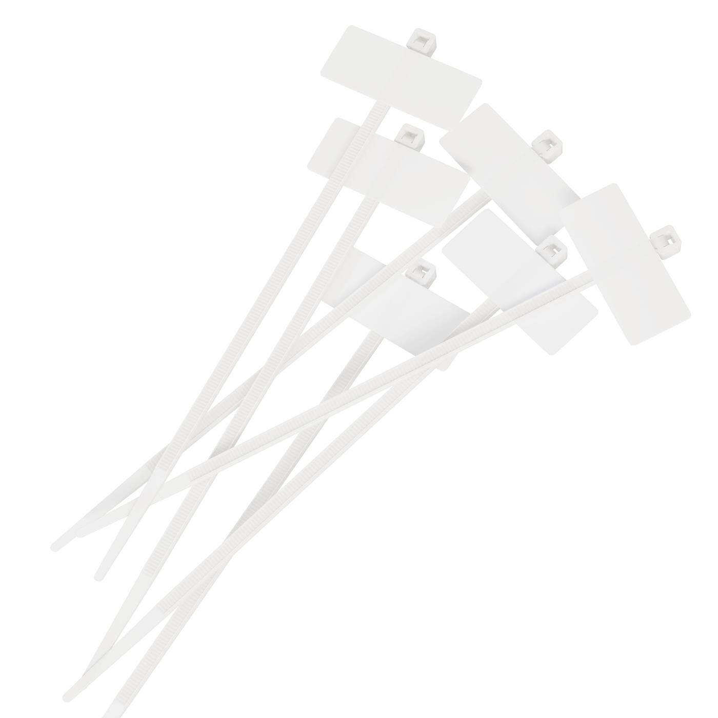 Lumonic 100 Stück Kabelbinder mit Beschriftungsfeld, quer | 100 × 2,5mm | bis 8kg Zugfestigkeit | Nylon PA6.6 | Kabelmarkierung in Industriequalität | Kabelmanagement, Industrie, Haushalt