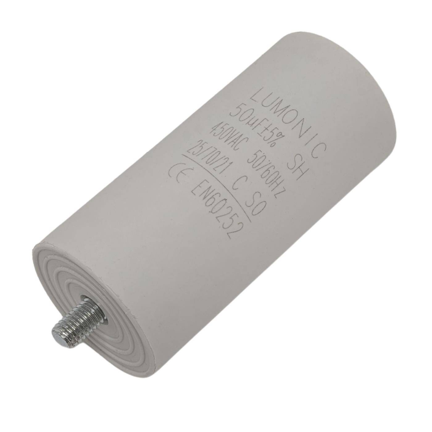 Anlaufkondensator mit Stecker 6,3x0,8mm 50µF 450V 45x100mm 50uF Motorkondensator mit Kunststoffgehäuse