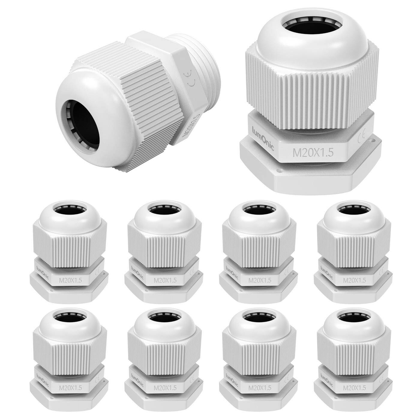 Lumonic 10x Kabelverschraubung M20 PG11 IP67 metrisch d7-12mm I Kabeldurchführung wasserdicht in grau I Verschraubungen, Schlauchdurchführung M20 PG11