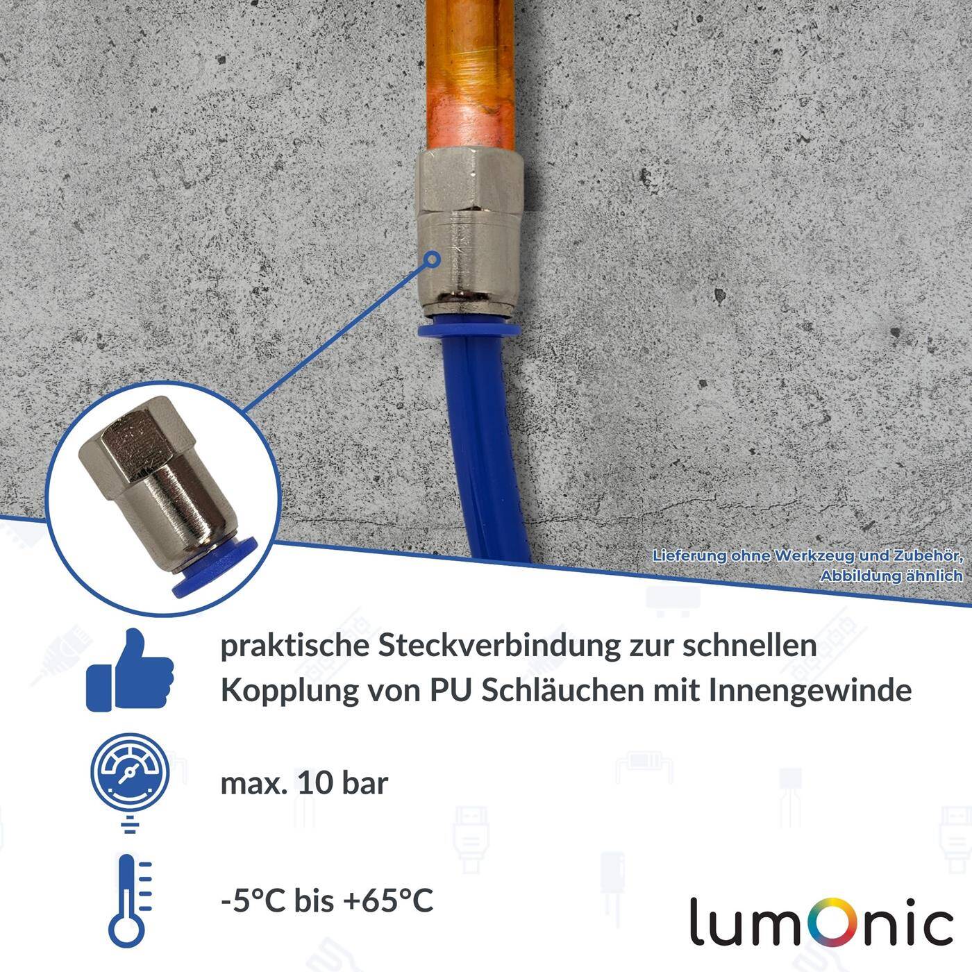 PU Schlauch Steckverbinder Fitting mit Innengewinde 6mm*1/4Zoll gerade Schnellverschluss pneumatischer Steckverbinder Schlauchverbinder Druckluft & Automatisierung