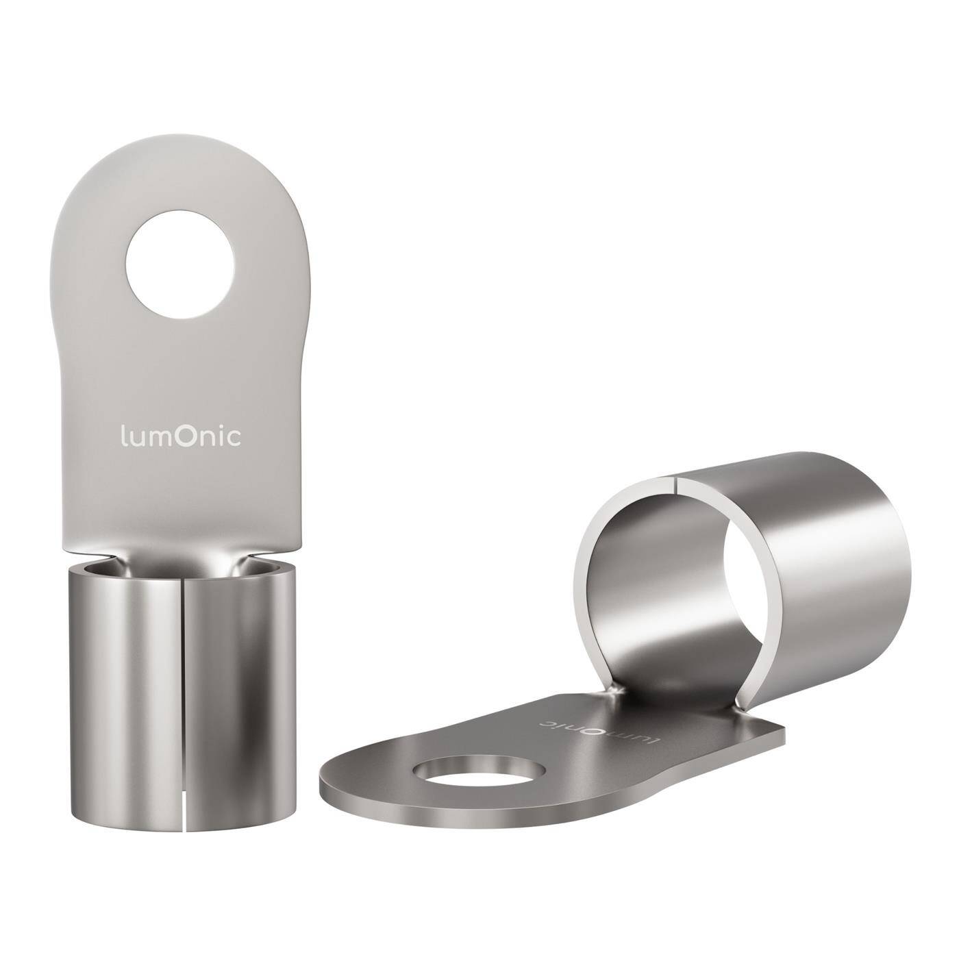 Lumonic 10x Ringkabelschuh 30-50mm² blank | M6 | Kupfer verzinnt | sichere Kabelverbindung ohne Löten | Crimp-Kabelschuh unisoliert | KFZ, Maschinenbau, Wohnmobil, Batterie