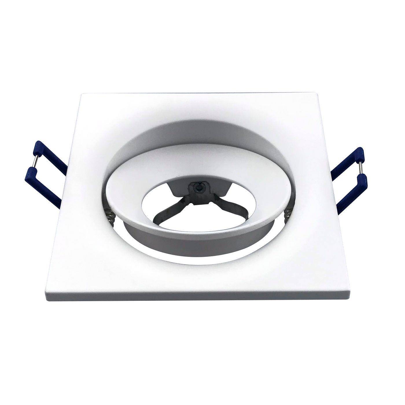 LED Einbaurahmen Quadratisch 90x90x28mm Weiß Aluminium Schwenkbar Spot GU10 MR16