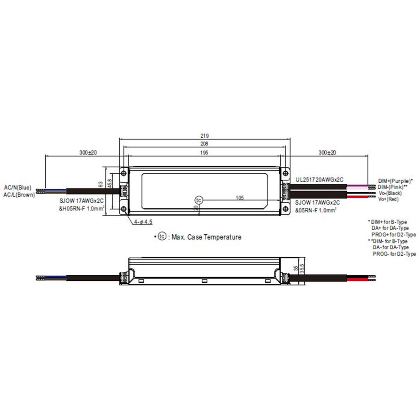 MEAN WELL ELG-150-48B-3Y 105W 48V 3,13A LED Netzteil IP67 Dimmbar 0-10V PWM
