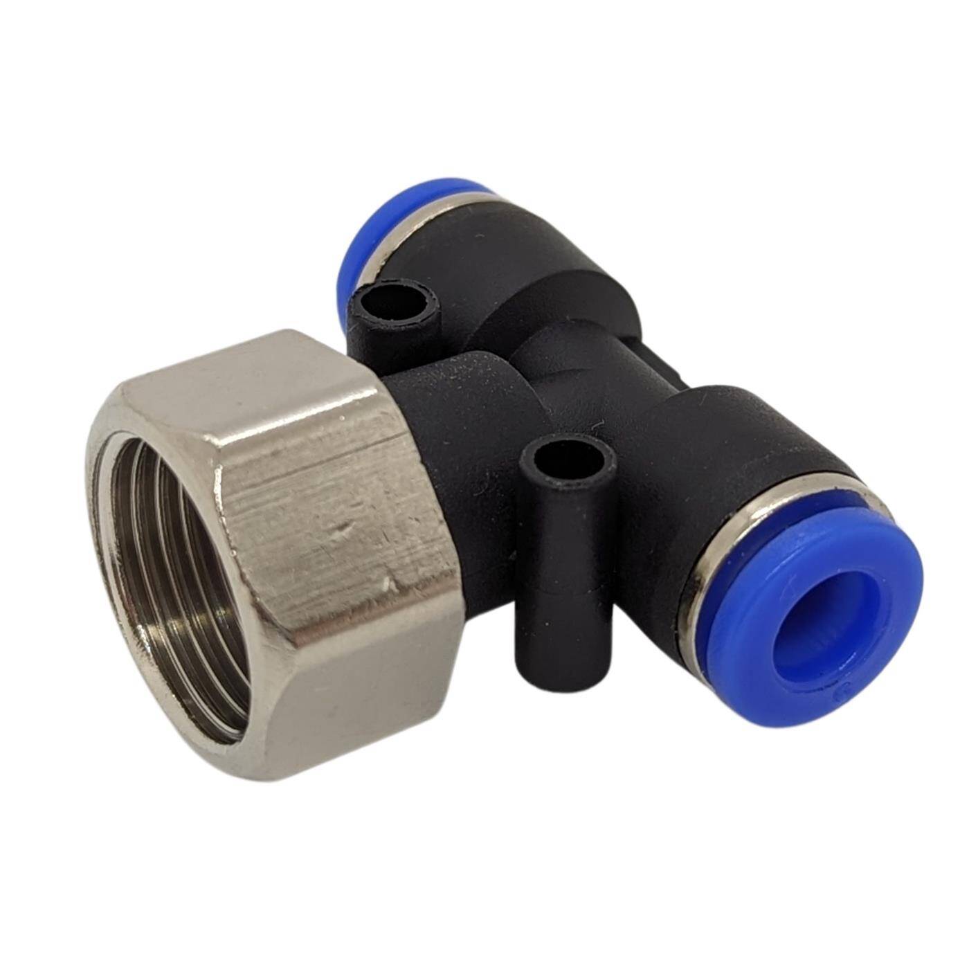 PU hose T-connector fitting with female thread 6mm*3/8inch T-piece Push-in Pneumatic plug connector T-distributor Compressed air