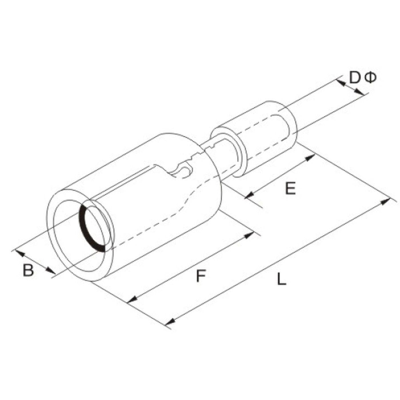 25x Round plug-in sleeve fully insulated 0,5-1,5mm² Pin diameter 4mm Red for round plugs Brass tinned