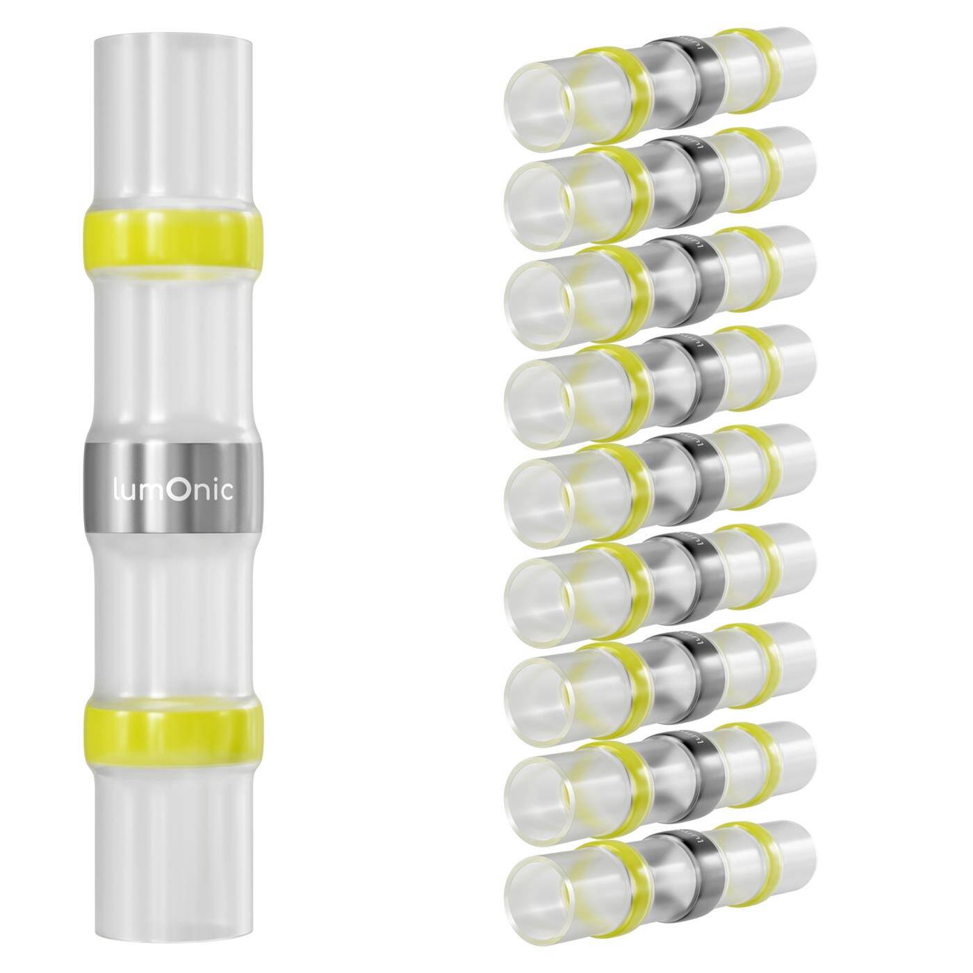 Lumonic 10x Schrumpf Lötverbinder  mit Schrumpfschlauch | 4-6mm² | Gelb | WarmSchrumpf Kabelverbinder | Wasserdicht IP67 | Kabel Reparatur