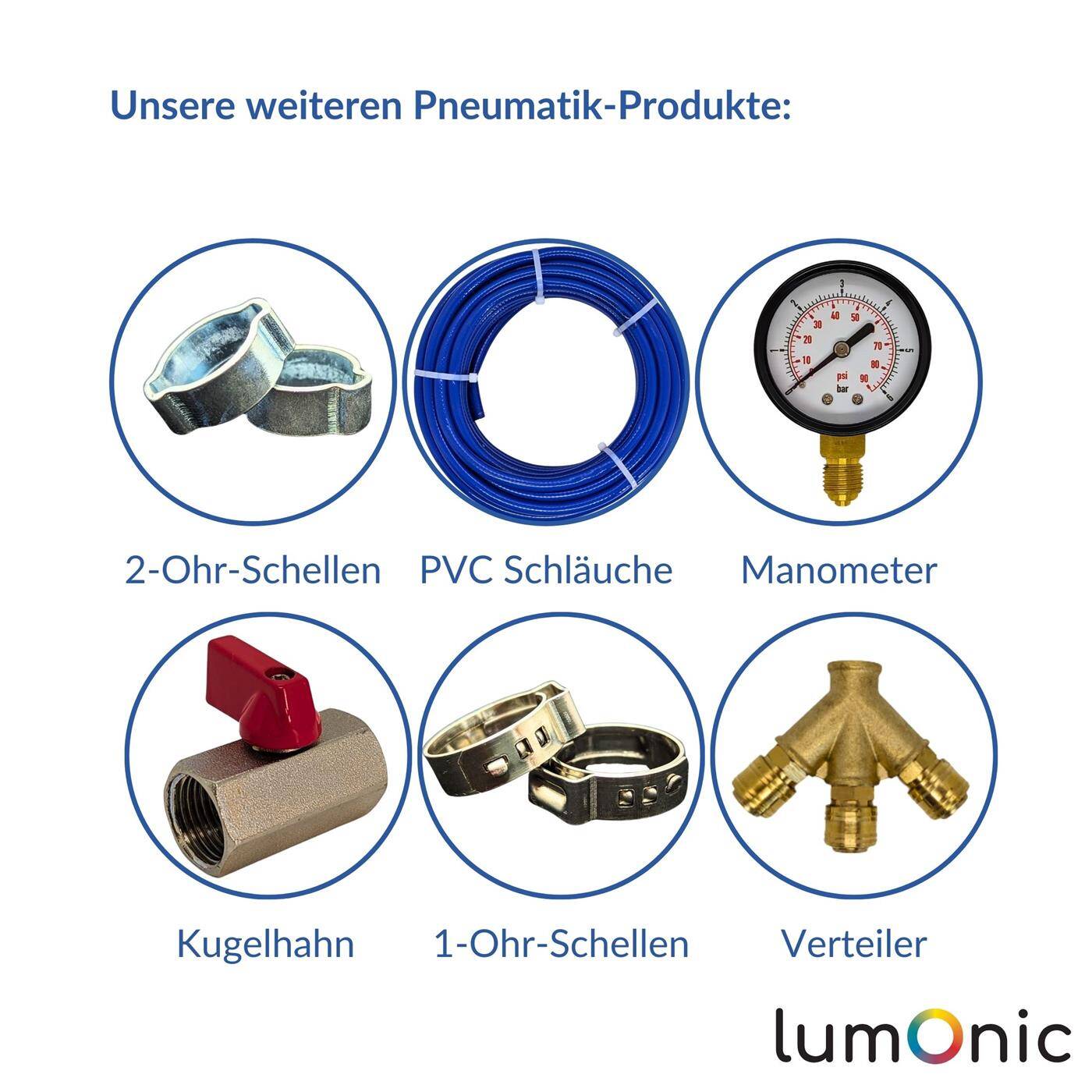 Lumonic I T-hose connector I for 9mm (3/8") hose I made of brass I T-connector I T-piece I with spike profile I Compressed air I for workshops, businesses and DIY enthusiasts