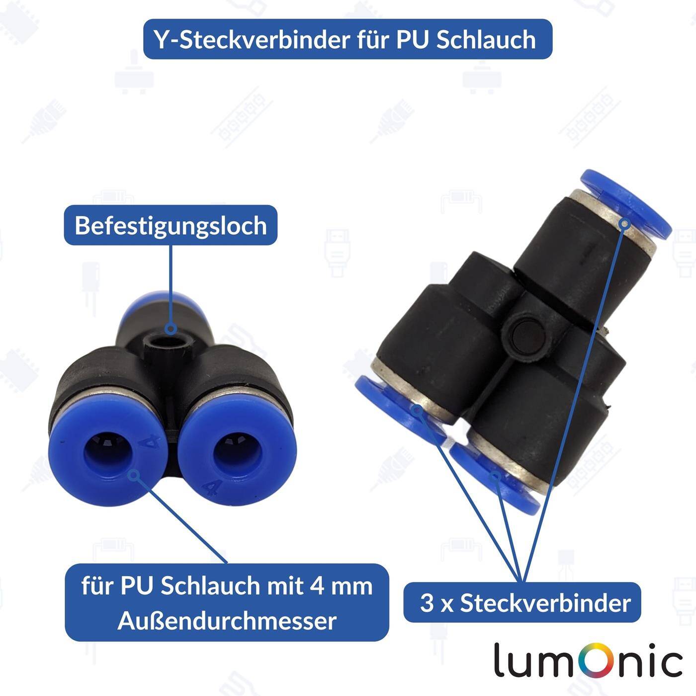 PU Schlauch Y-Steckverbinder 4mm Y-Stück Push-in pneumatischer Steckverbinder Y-Verteiler Druckluft & Automatisierung