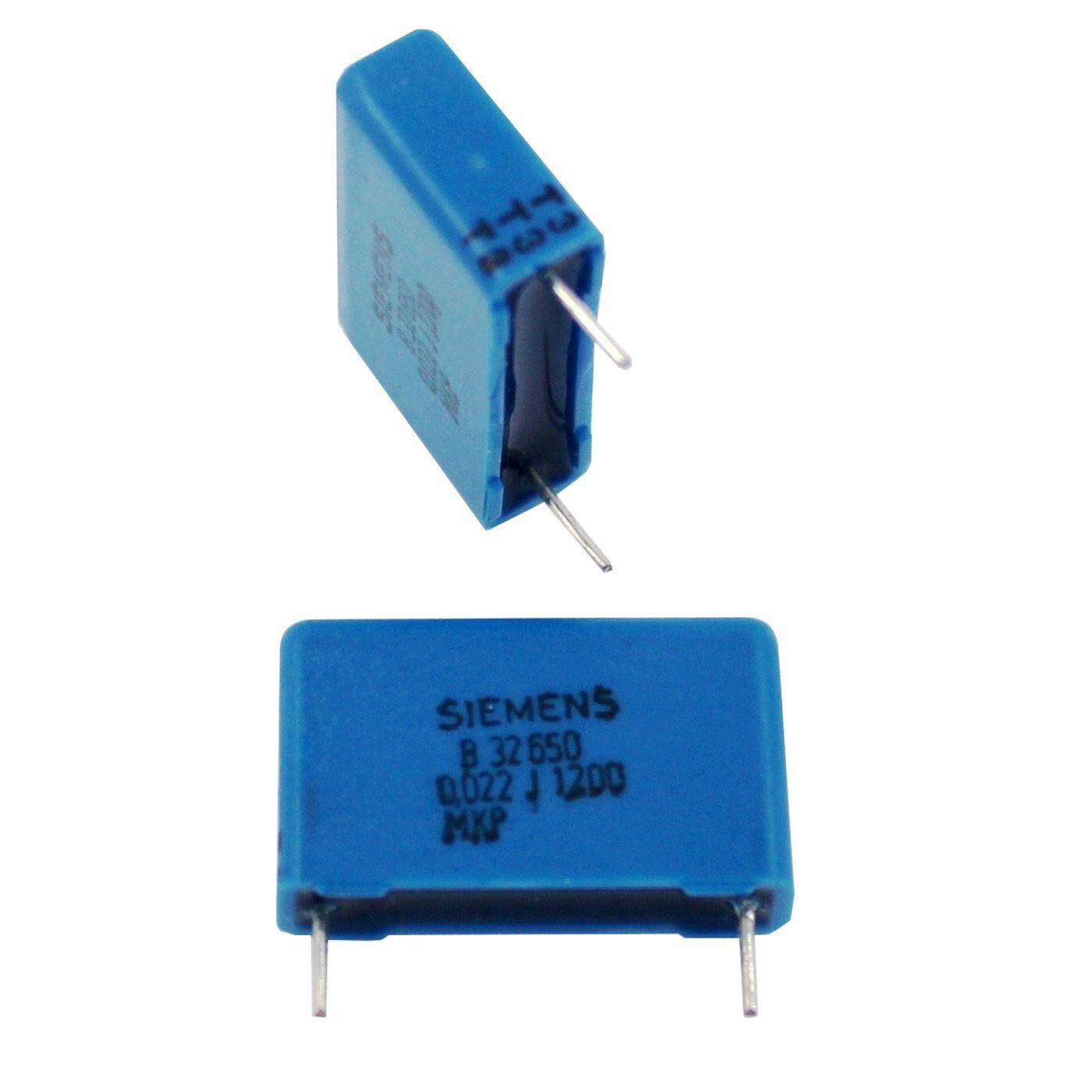 Siemens MKP Foil Capacitor | 0,0022µF 1200V DC I 2-Pin Connection I 2-Pin I 0,0022uF, 2,2nF I Capacitor for crossover networks of loudspeakers or for interference suppression of electrical devices