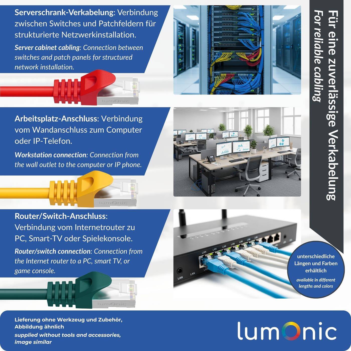 50m CAT7 Patchkabel S/FTP RJ45 Rot Ethernet LAN Netzwerkkabel