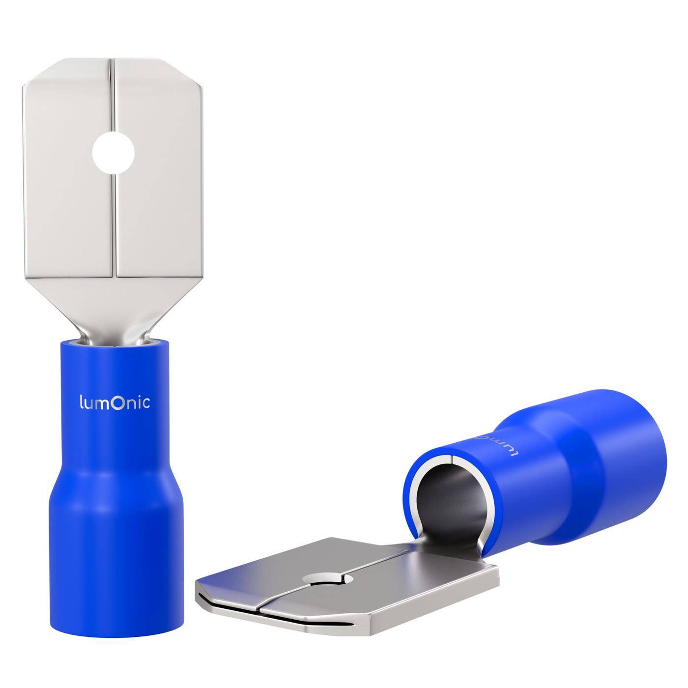 25x Flachstecker teilisoliert 1,5-2,5mm² Steckmaß 0,8x6,4mm Blau Steckverbinder Messing verzinnt