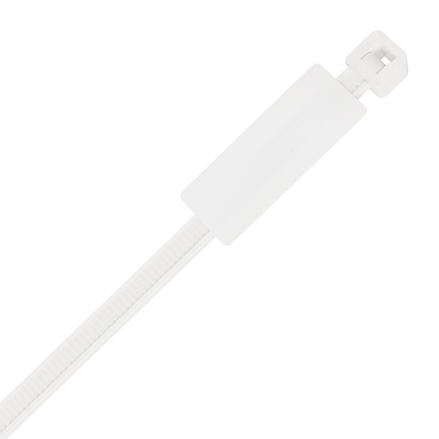 100x Cable tie with Text label 27x12mm 200 x 4,8mm White Natural 22kg PA6.6 Polyamide Industrial quality