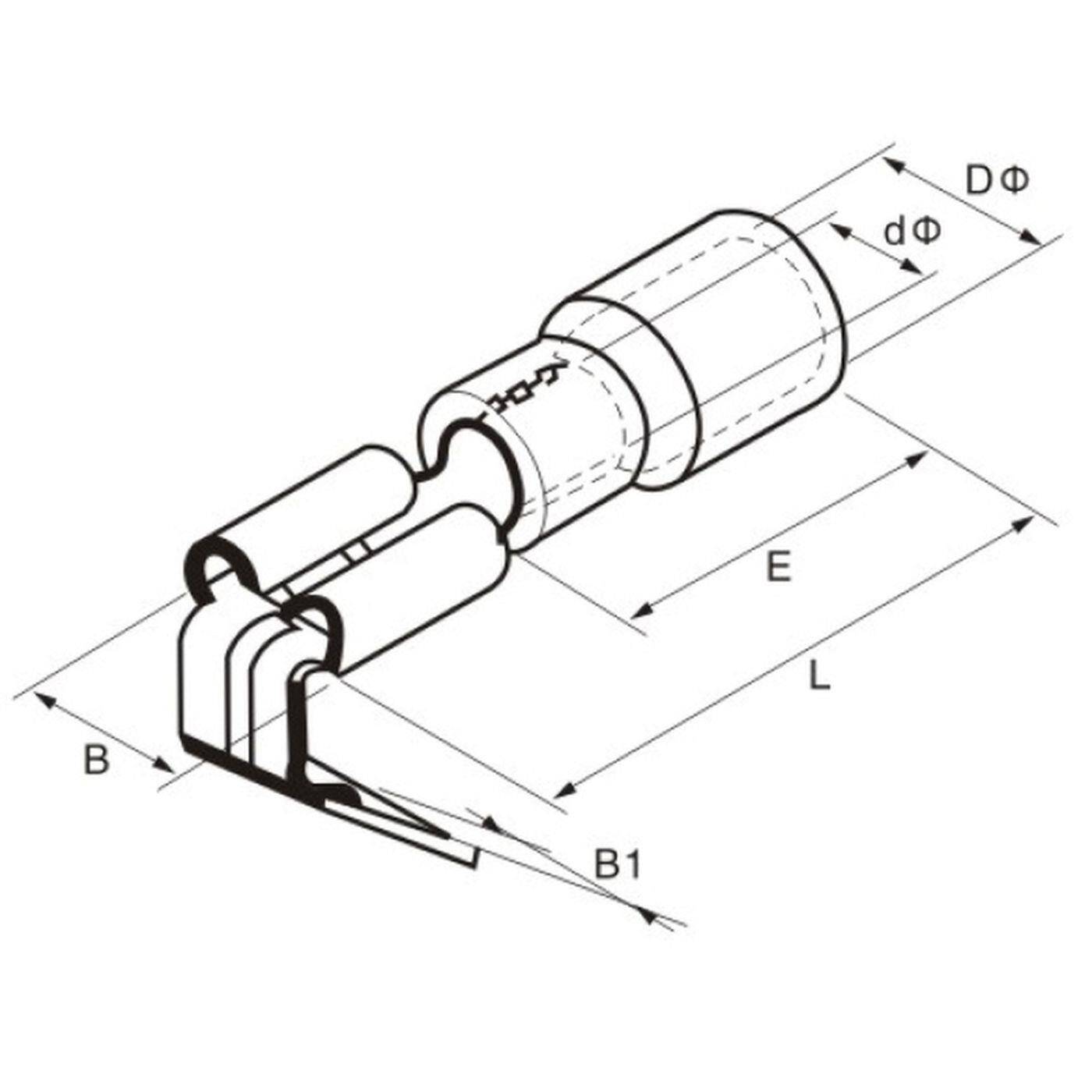 25x Flachsteckhülse mit Abzweig teilisoliert 0,5-1,5mm² Steckmaß 0,8x6,4mm Rot für Flachstecker Messing verzinnt