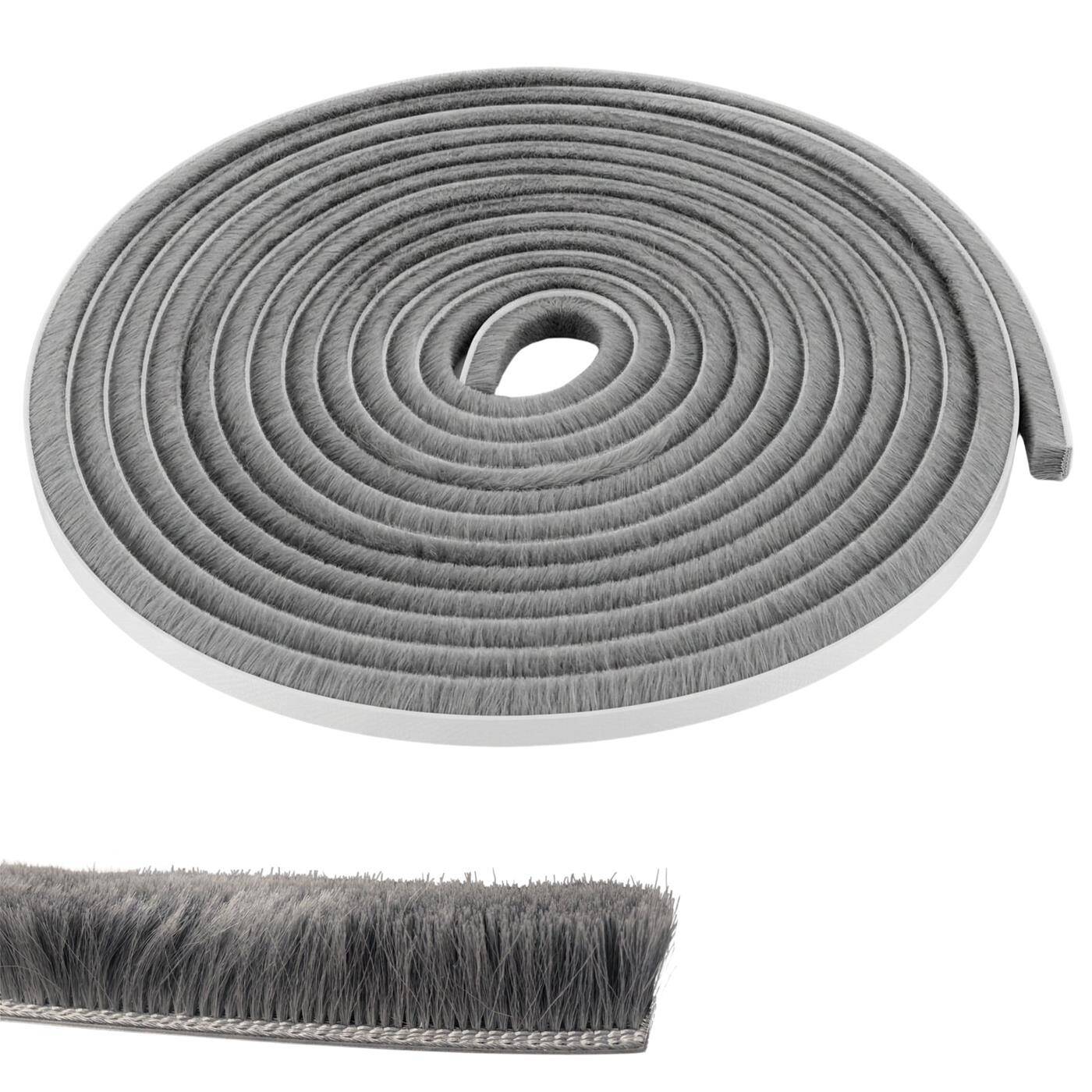 Lumonic 10m Bürstendichtung grau 8mm | Selbstklebend + Zuschneidbar | Zugluftstopper, Kälteschutz, Insektenschutz für Fenster, Türen, Schrank