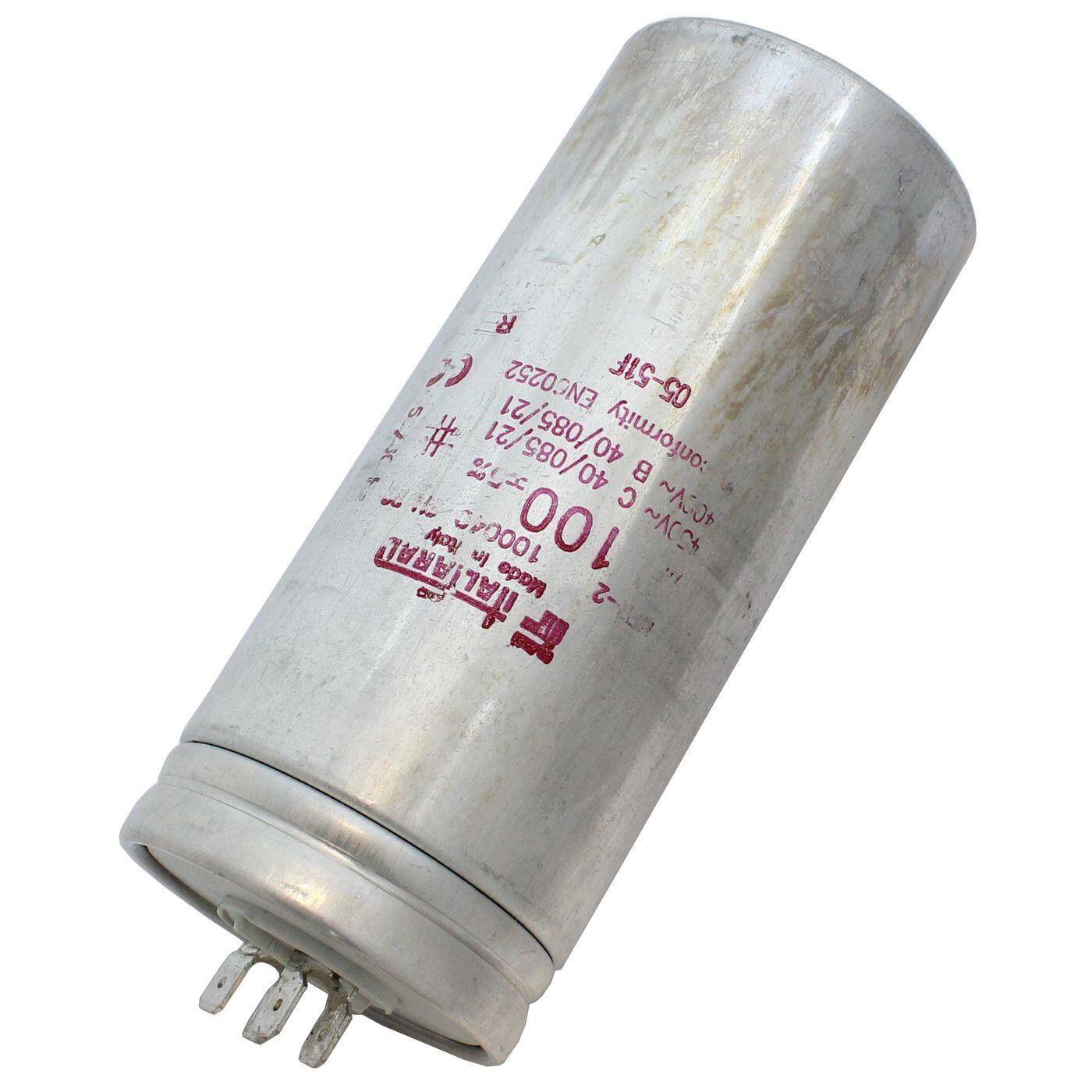 Anlaufkondensator Motorkondensator 100µF 450V 60x138mm Stecker 6,3x0,8mm Italfarad 100uF