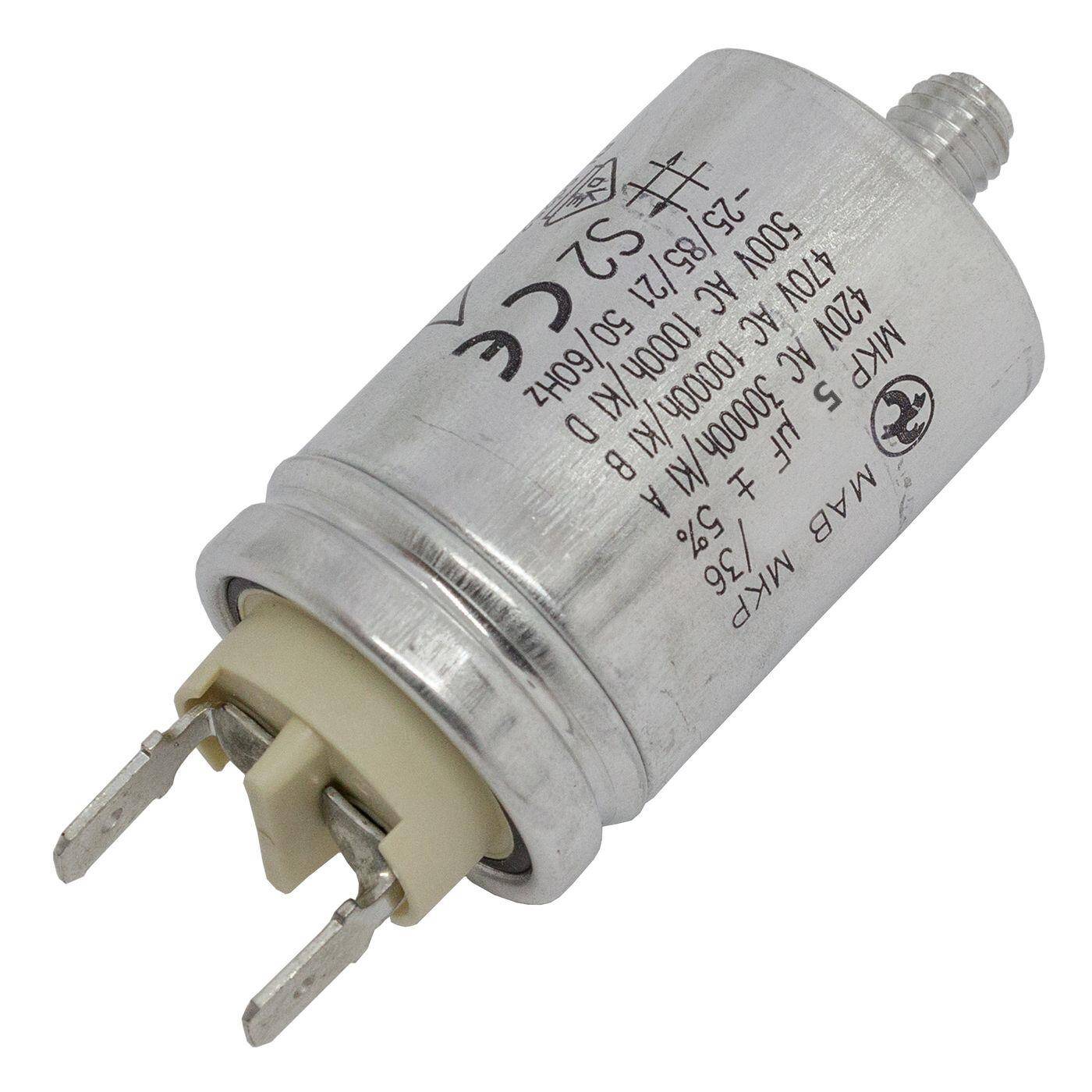 Anlaufkondensator Motorkondensator 5µF 470V 30x58mm Stecker 6,3x0,8mm Hydra MKP-500 5-A 5uF
