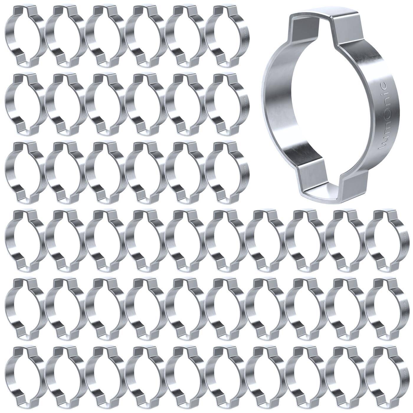 Lumonic I 50x 2-ear clip 28-31mm I Steel Galvanised I Two-ear clamp I Hose clamp I for Compressed air, Pipe systems, Garden, CAR