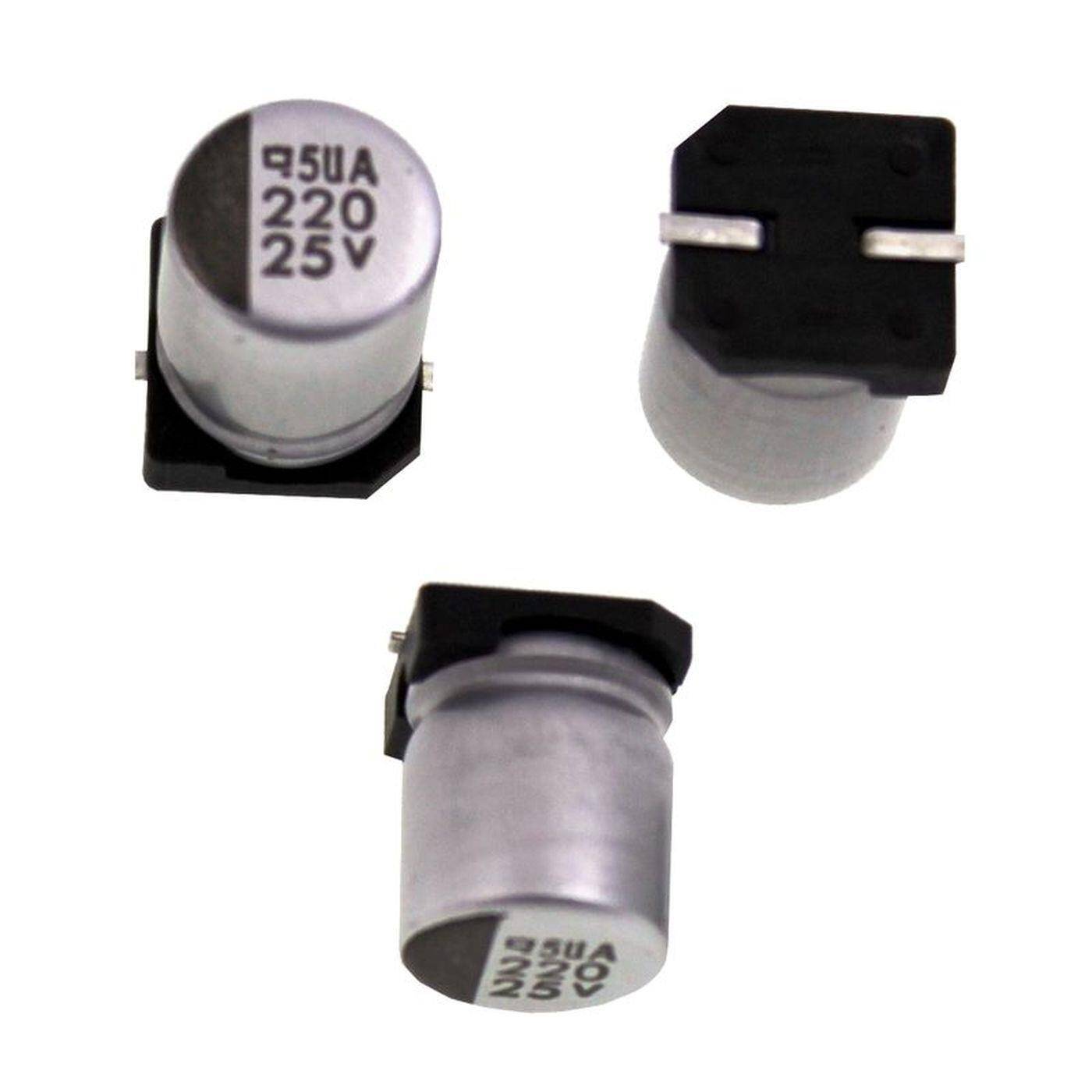 SMD Elko Kondensator 220µF 25V | Elektrolytkondensator bis zu einer Temperatur von 85°C | 8x10mm | 220uF EMVA250ADA Nichicon