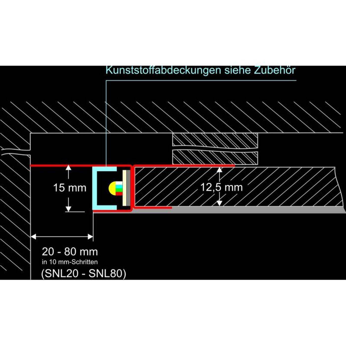 2m LED Trockenbauprofil SNL 20mm Sichtschenkel für Gipskartonplatten Stahl Zinkblech