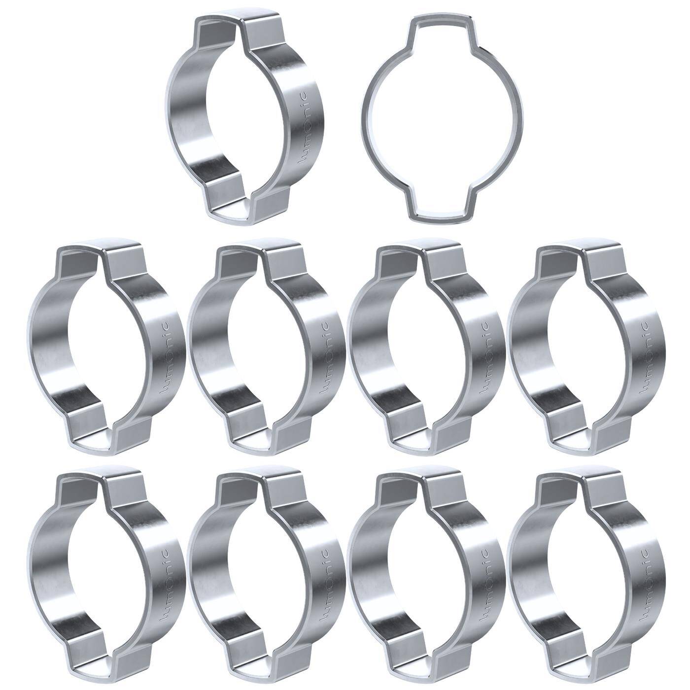 Lumonic I 10x 2-Ohr-Schelle 20-23mm I Stahl Verzinkt I Zweiohrschelle I Schlauchschelle I für Druckluft, Rohrsysteme, Garten, KFZ