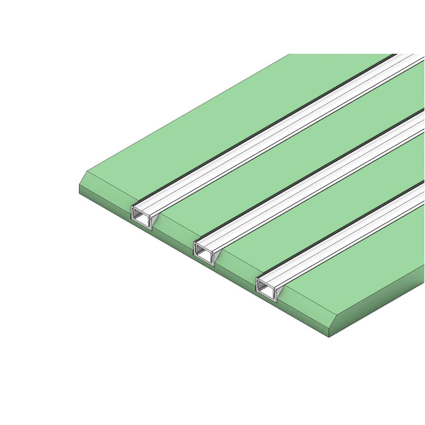2m LED Drywall Panel gerade 3-track for 12mm Strip