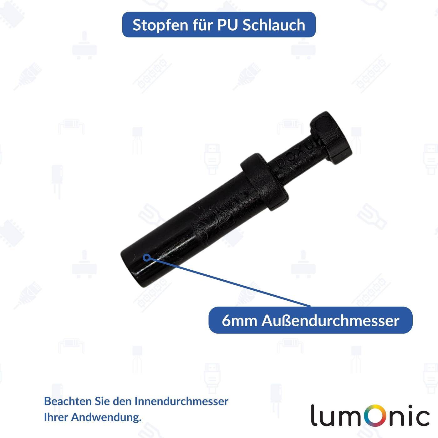 PU Schlauch Stopfen 6mm gerade Blindstopfen pneumatischer Verschlussstopfen Schlauchstopfen Druckluft & Automatisierung