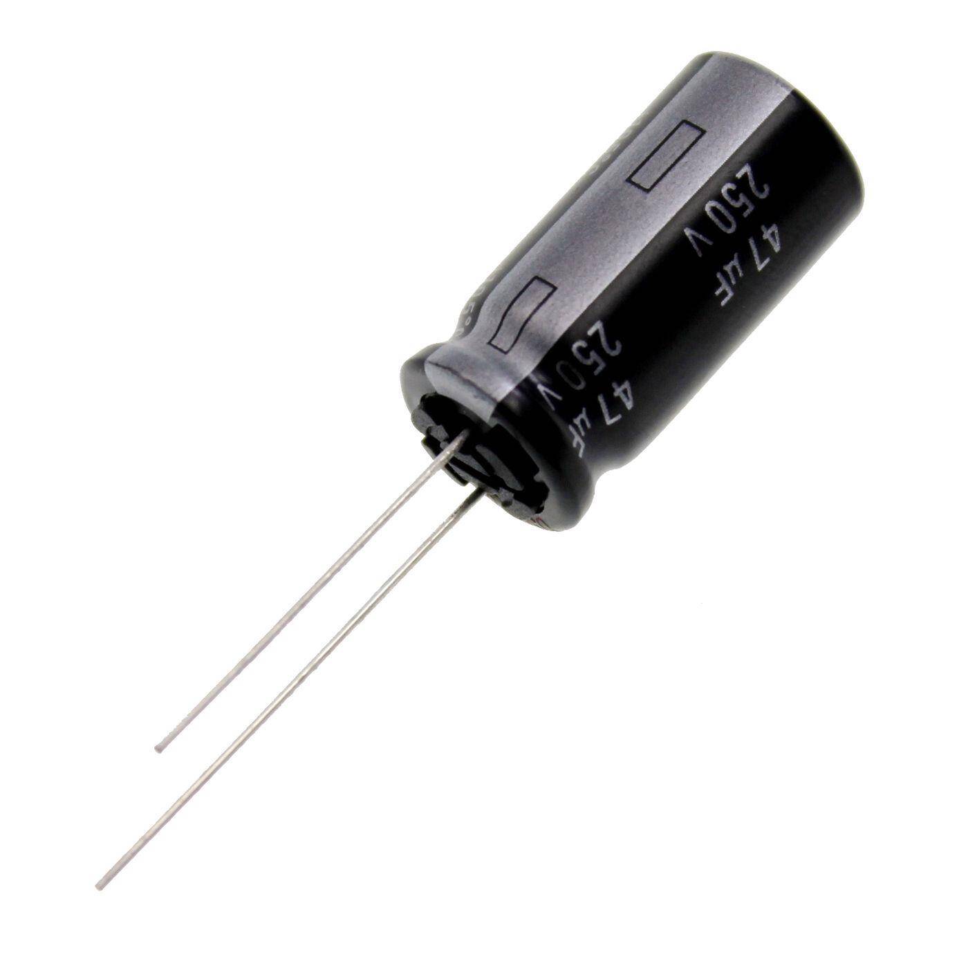 Elko Kondensator Radial 47µF 250V | Elektrolytkondensator bis zu einer Temperatur von 85°C | 12x25mm | 47uF ECA2EHG470 Panasonic