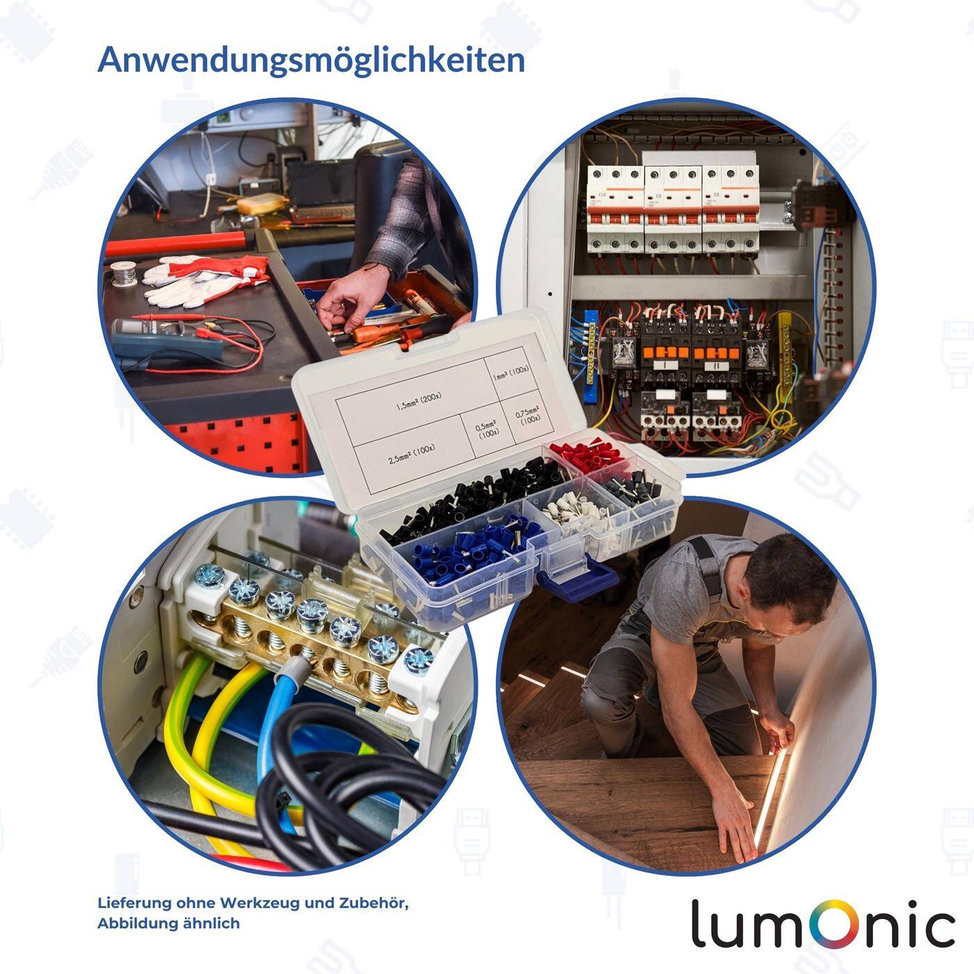 Lumonic I Insulated wire end ferrules set I 0,5 bis 2,5mm² I 600 parts I Wire end ferrules assortment I Ideal for electricians
