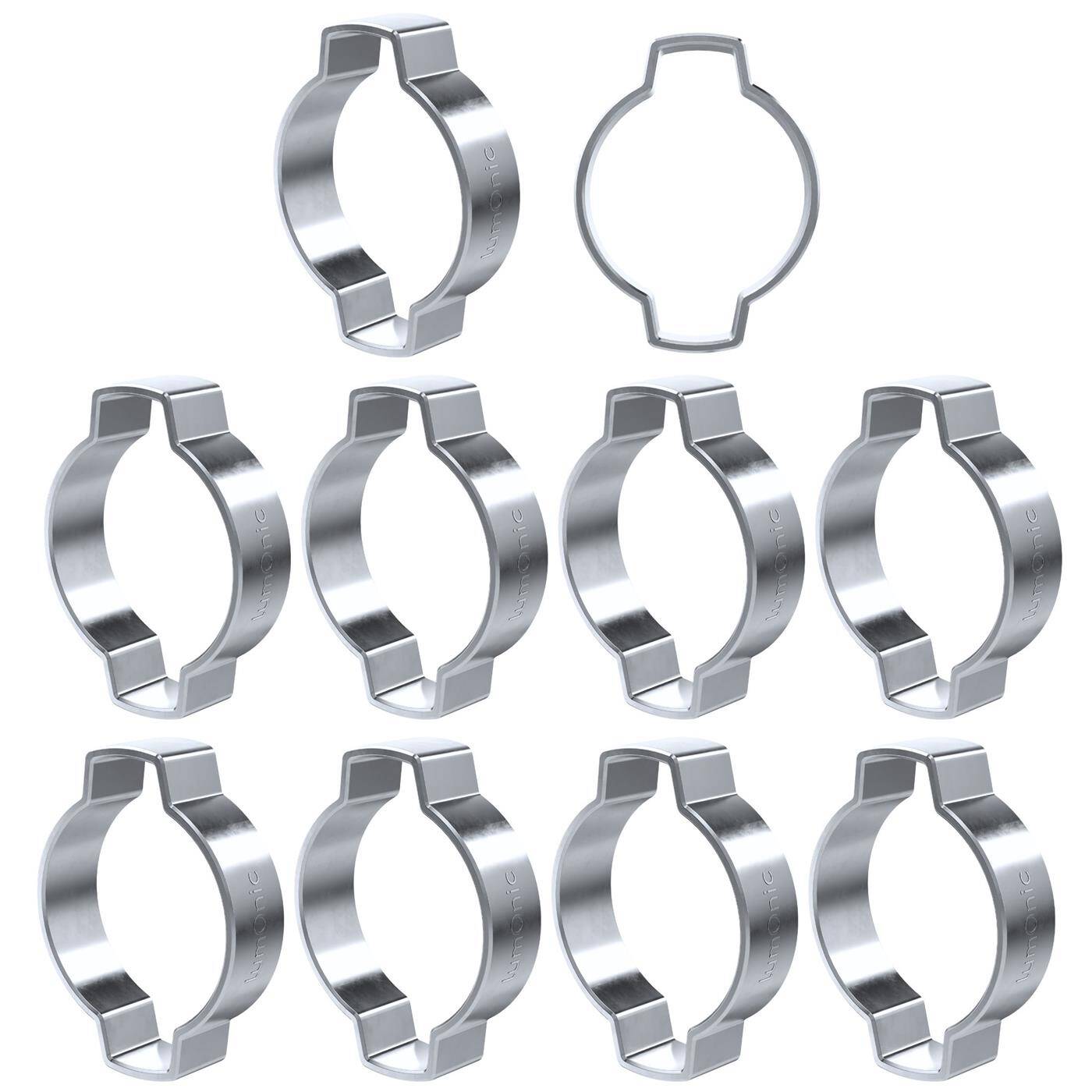 10x 2-Ohr-Schelle 23-27mm Stahl Verzinkt Zweiohrschelle Schlauchschelle für Druckluft, Rohrsysteme, Garten, KFZ