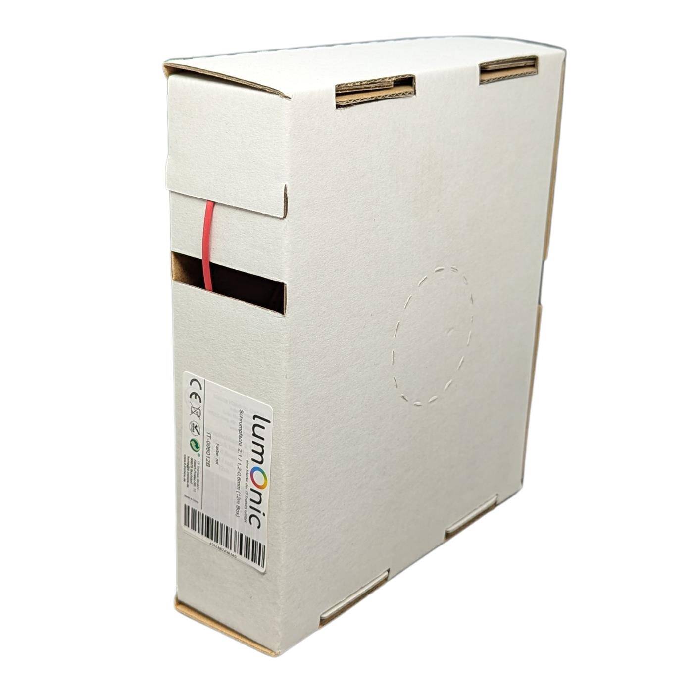 Lumonic 12m Schrumpfschlauch Box 2:1 Rot - Hier von: 1,2mm auf 0,6mm - Dickwandiger Schrumfpschlauch in verschiedenen Größen