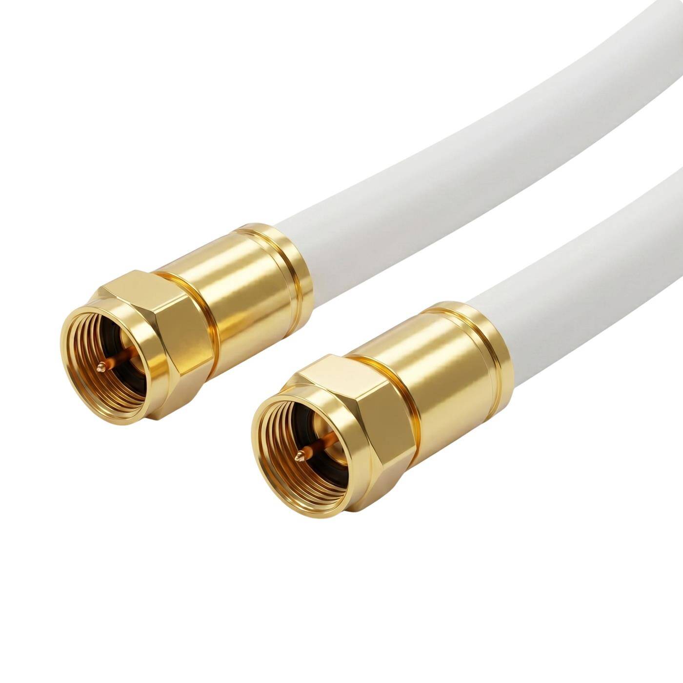 Lumonic 1m Antennenkabel RG6 | vergoldete F-Stecker gerade | Weiß | 4-fach geschirmt 120dB | fertig konfektioniert | Koaxialkabel, Sat Kabel, DVB-T2, Kabelinternet
