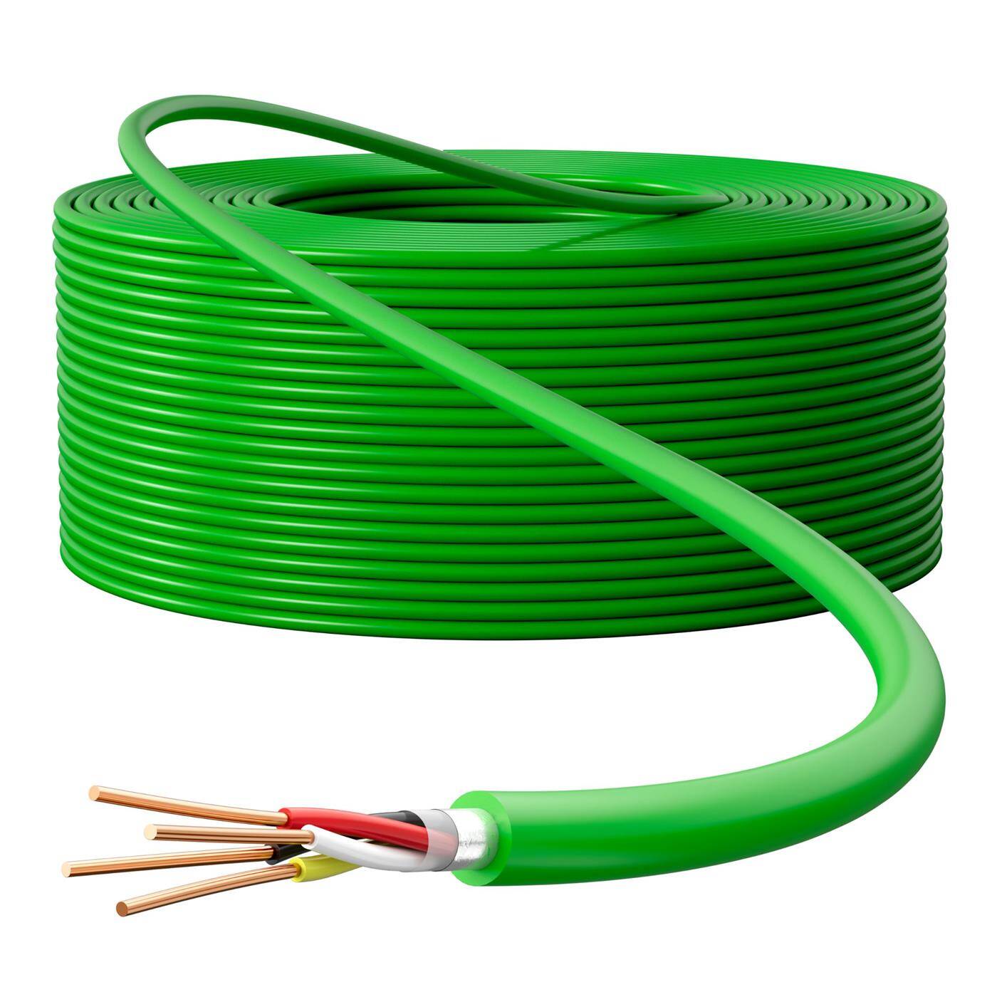 Lumonic Premium bus cable 2x2x0.8mm 50m | Full copper OFC, shielded | green with meter markings | Smart home, networking, control, building automation