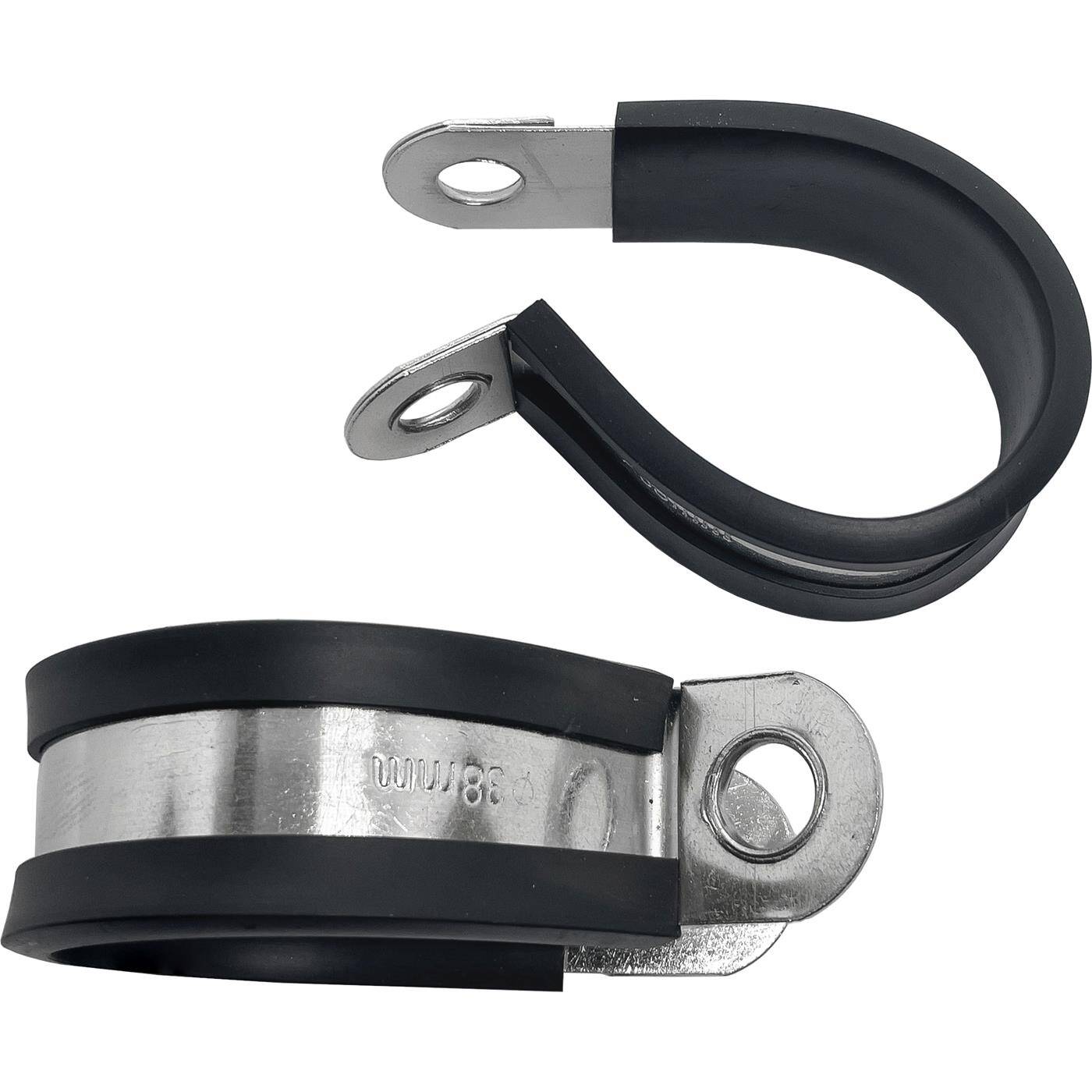 10x P-Clip Leitungsschelle Edelstahl V2A mit Gummi 38mm Rohrschelle Befestigungsschelle