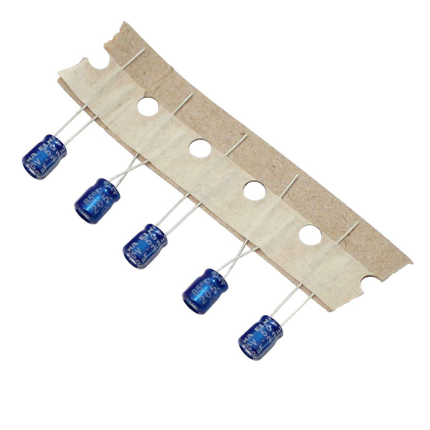 Elko Kondensator Radial 2,2µF 50V | Elektrolytkondensator bis zu einer Temperatur von 85°C | 4x5mm | 2,2uF RC3-50V2R2MD0#-T58 Elna