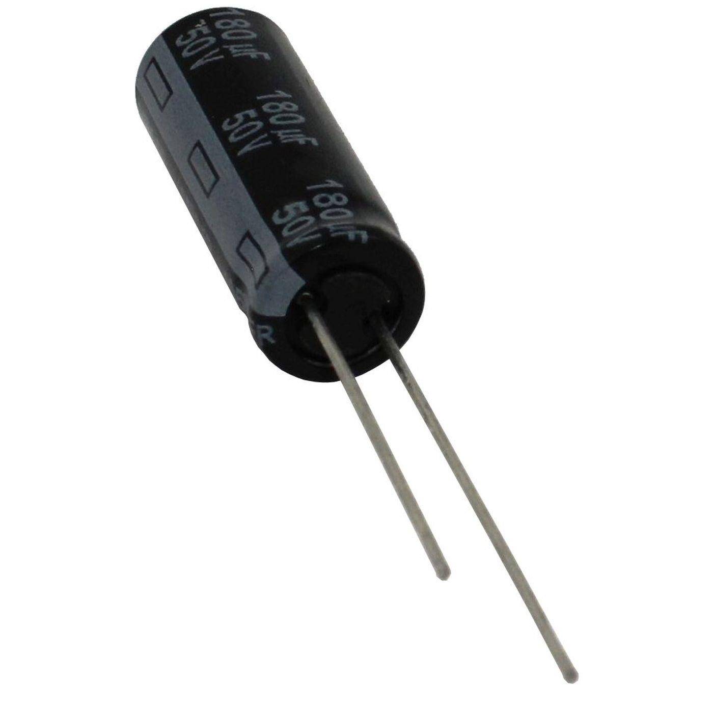 Elko Capacitor Radial 180µF 50V | Electrolytic capacitor up to a temperature of 105°C | 8x20mm | 180uF EEUFR1H181LX Panasonic