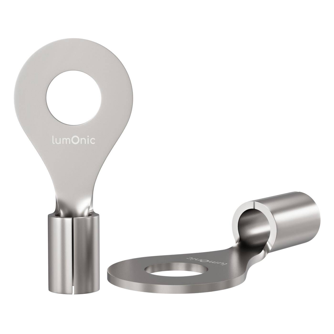 Lumonic 25x Ringkabelschuh 0,5-1,5mm² blank | M3 | Kupfer verzinnt | sichere Kabelverbindung ohne Löten | Crimp-Kabelschuh unisoliert | KFZ, Maschinenbau, Wohnmobil, Batterie