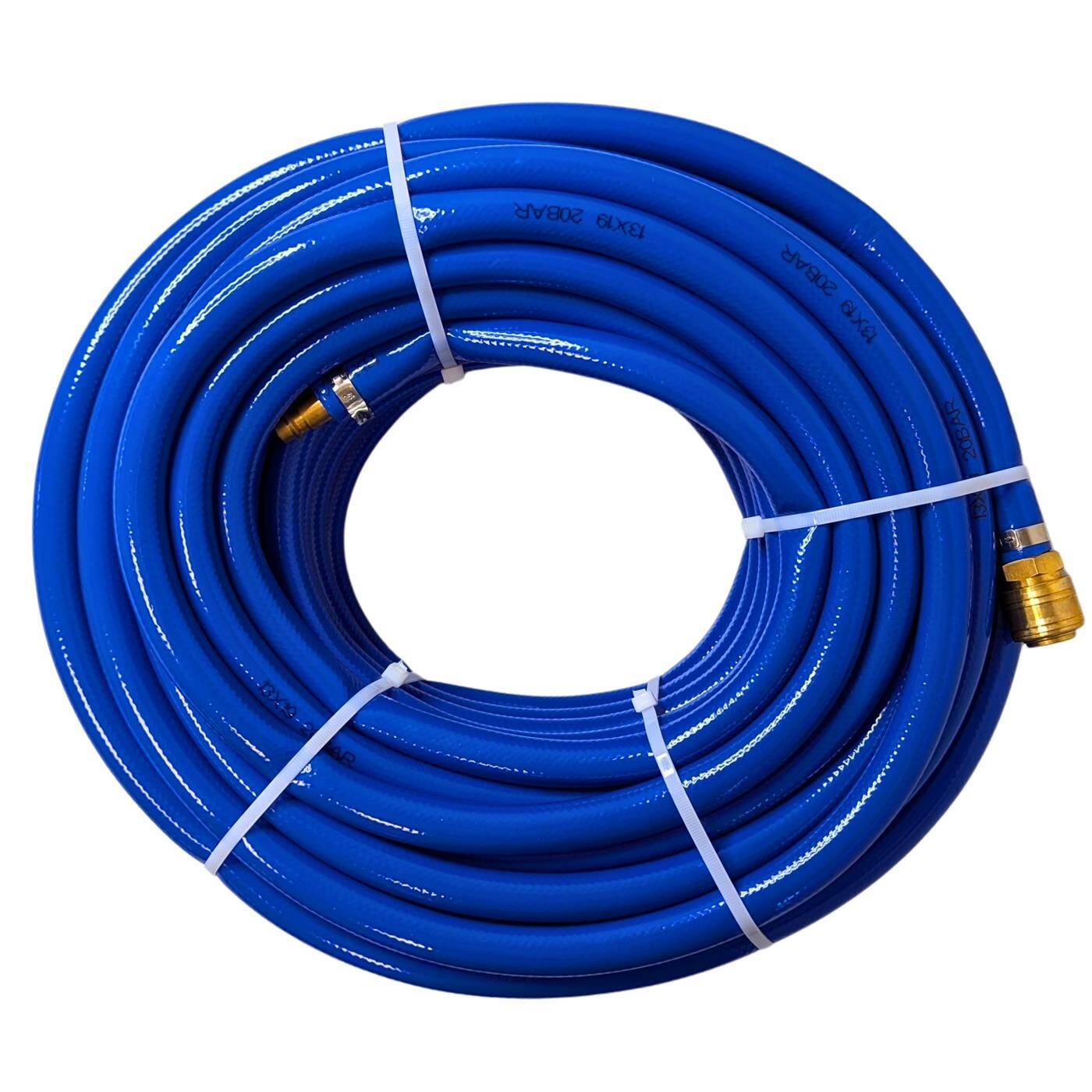 25m Druckluftschlauch mit Schnellkupplung 13mm PVC Druckluftverlängerung Dose & Stecker fertig konfektioniert flexibel, abriebfest und gewebeverstärkt