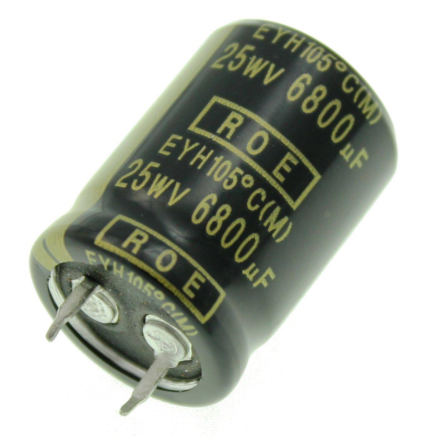 Snap-In Elko Kondensator 6800µF 25V | Elektrolytkondensator bis zu einer Temperatur von 105°C | 22x30mm | 6800uF EYH07LV468E02K Vishay