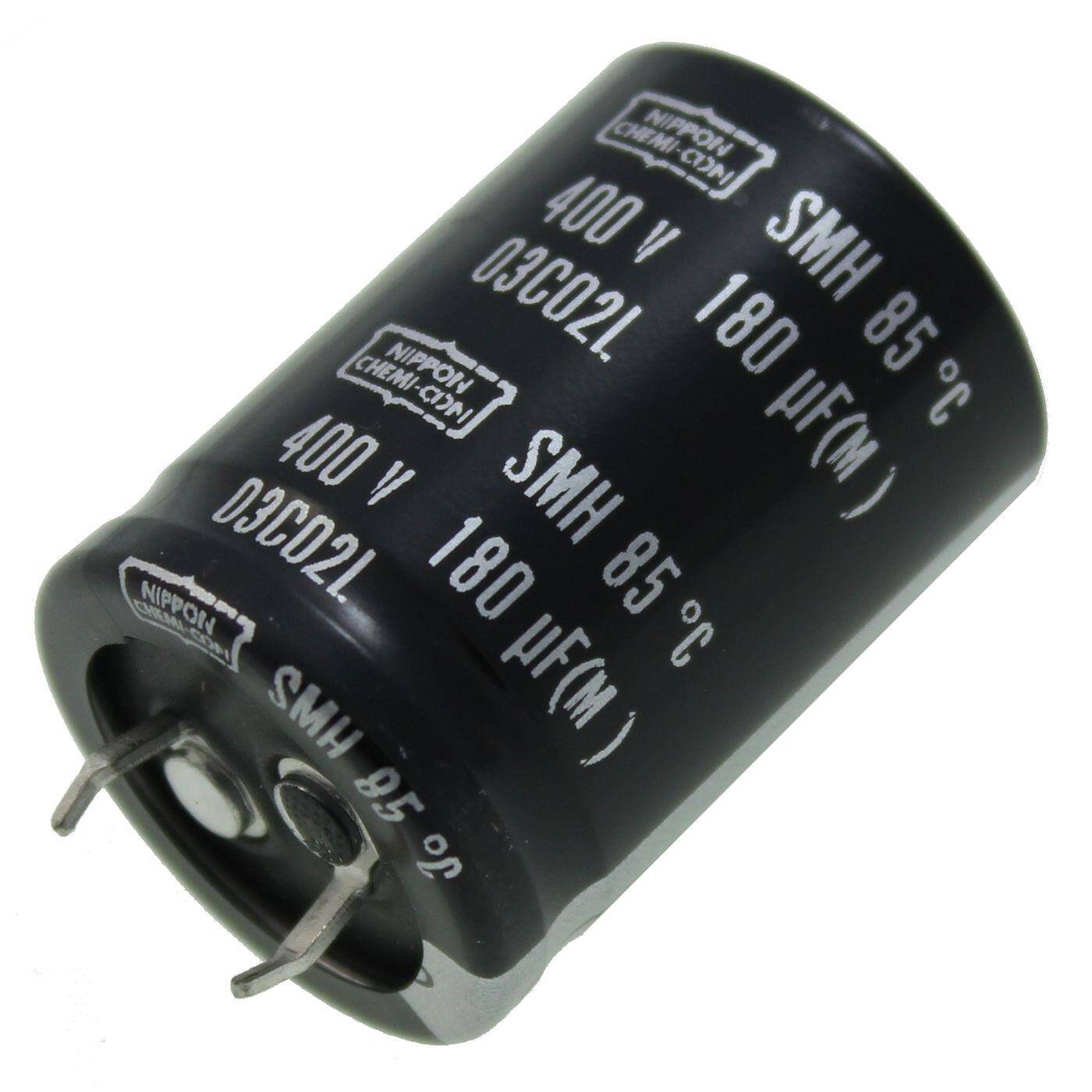 Snap-In Elko Kondensator 180µF 400V | Elektrolytkondensator bis zu einer Temperatur von 85°C | 25x35mm | 180uF SMH400VNSN180M United Chemi-Con