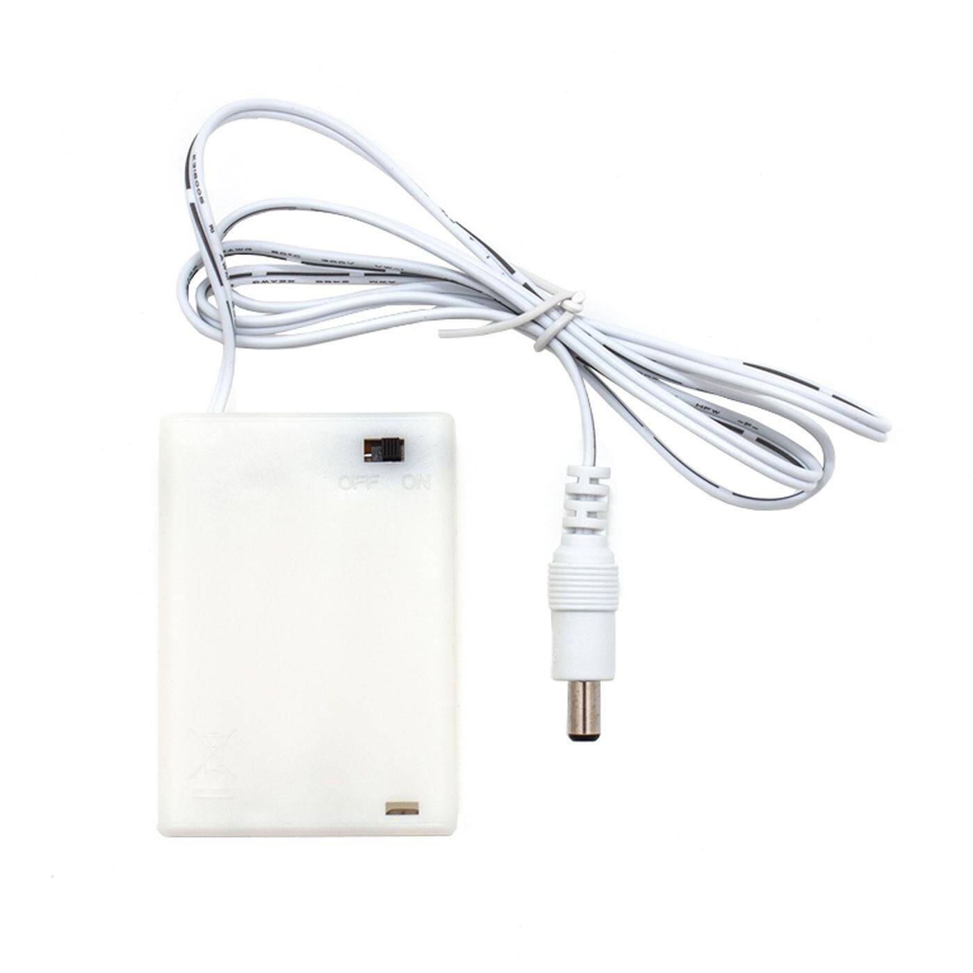 Batteriebox -> DC Stecker 90cm DC Stecker 5,5/2,1mm Weiß 3x AA Batterie 4,5V