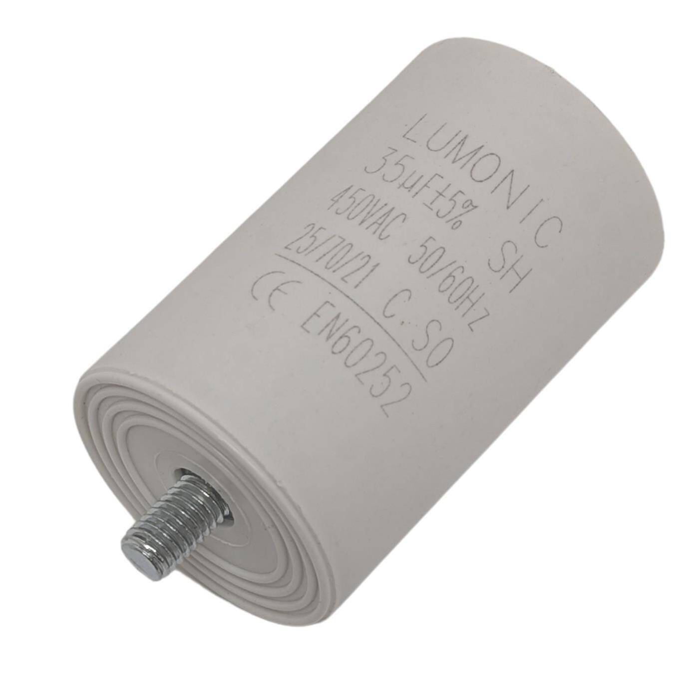 Anlaufkondensator mit Stecker 6,3x0,8mm 35µF 450V 45x75mm 35uF Motorkondensator mit Kunststoffgehäuse