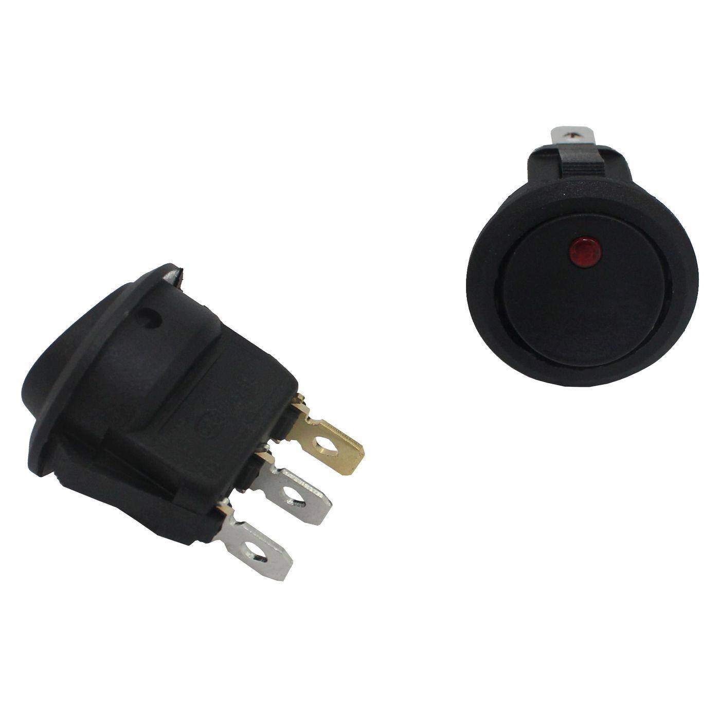 5x Off switch 1pole 12V 16A d=23mm Black Rocker switch