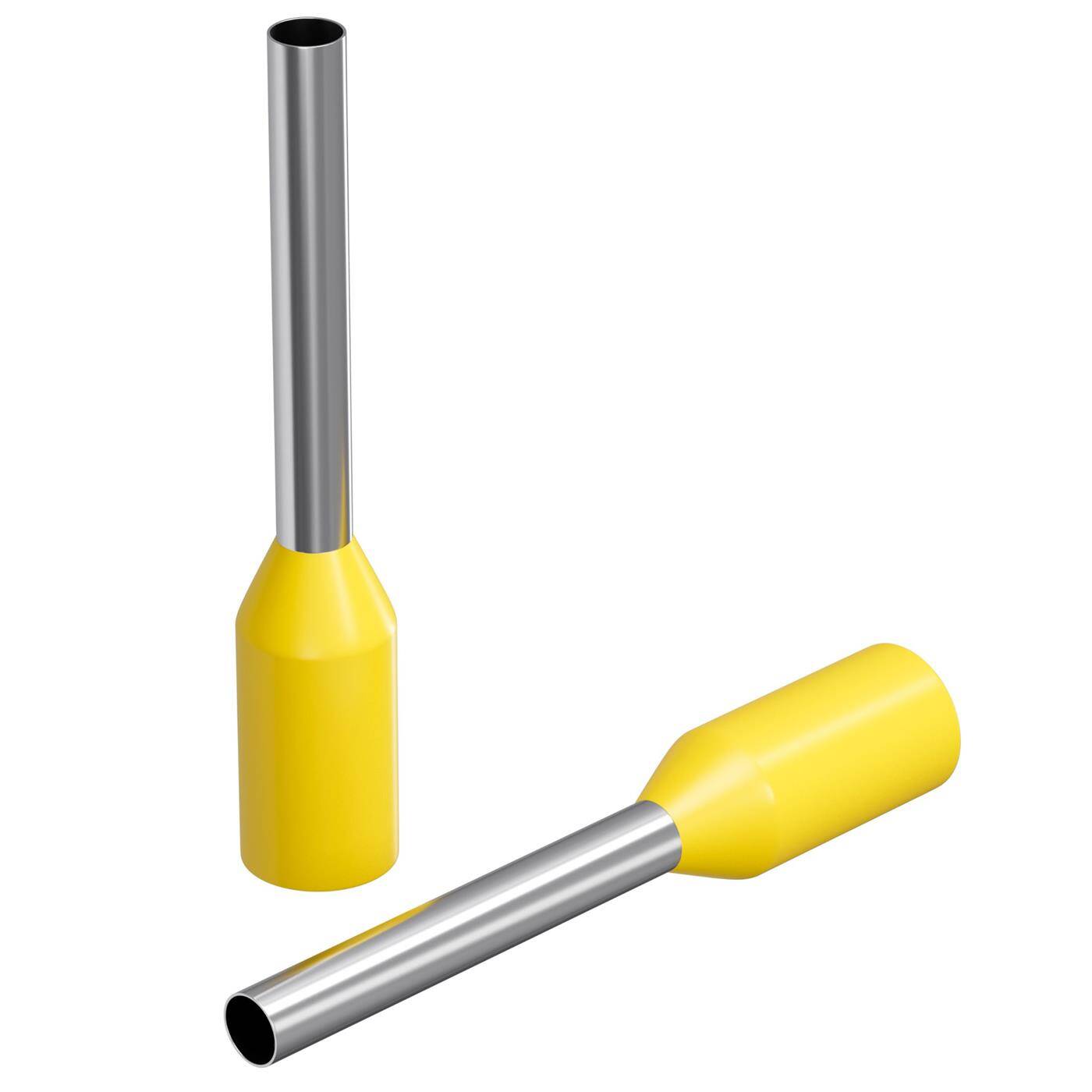 Lumonic 100 x 0,25mm² Aderendhülsen isoliert gelb I Die Länge beträgt 6mm, der Durchmesser des Kunstoffkragen 1,8mm I Verzinnt zum Schutz gegen Korrosion