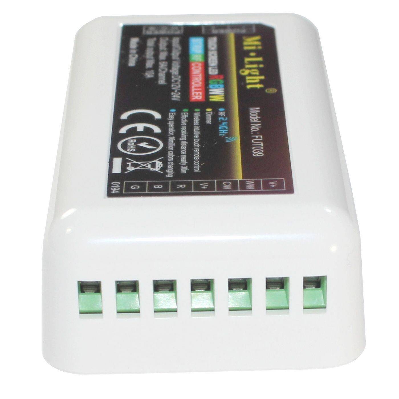 MiLight MiBoxer RGBW CCT LED 4-Zone Empfänger 12...24V 240W 6-Pin; RGB+W CCT