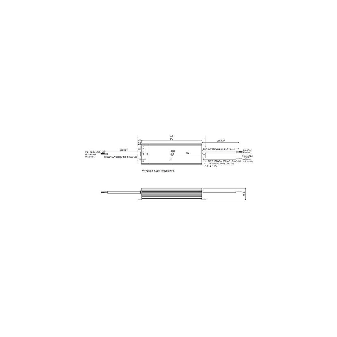 MEAN WELL HLG-150H-24B 150W 24V 6,3A LED power supply IP67 Dimmable 0-10V PWM
