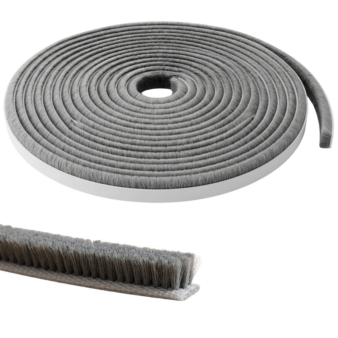 5m Brush seal gray 4mm Self-adhesive + Can be cut to size Draught excluder Cold protection Insect screen for windows Doors Cupboard