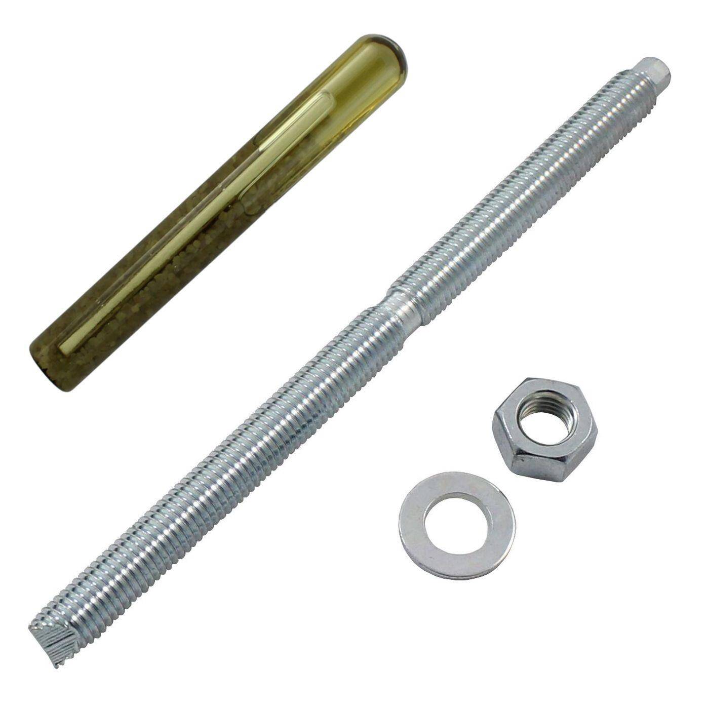 Lumonic Ankerstange + Verbundankerpatrone M12 x 200 Verzinkt I Zur Verwendung als Keilanker, Metalldübel, Bolzenanker, Blitzdübel I Für verschiedene Arten Durchsteckmontagen