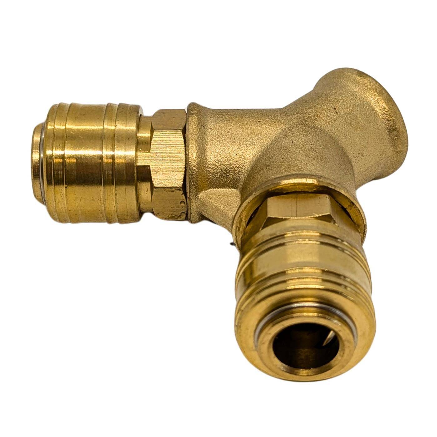 Druckluftverteiler 2-fach mit Innengewinde 1/2" aus Messing Druckluft-Verteiler Druckluftweiche Schnellkupplung Mehrfachverteiler für Werkstätten, Betriebe und Heimwerker