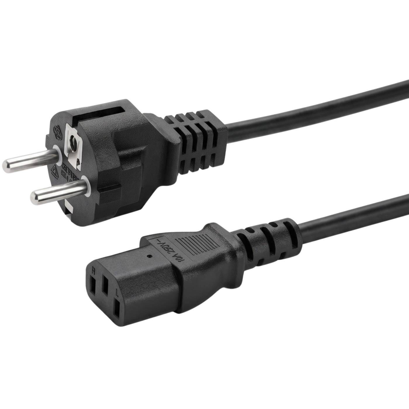 Lumonic Kaltgerätekabel Schuko auf C13, Schwarz 1 m, 230 V - Für PC, Monitor und NAS, klassischer Kaltgeräteanschluss C13, Knickschutz gegen Kabelbruch